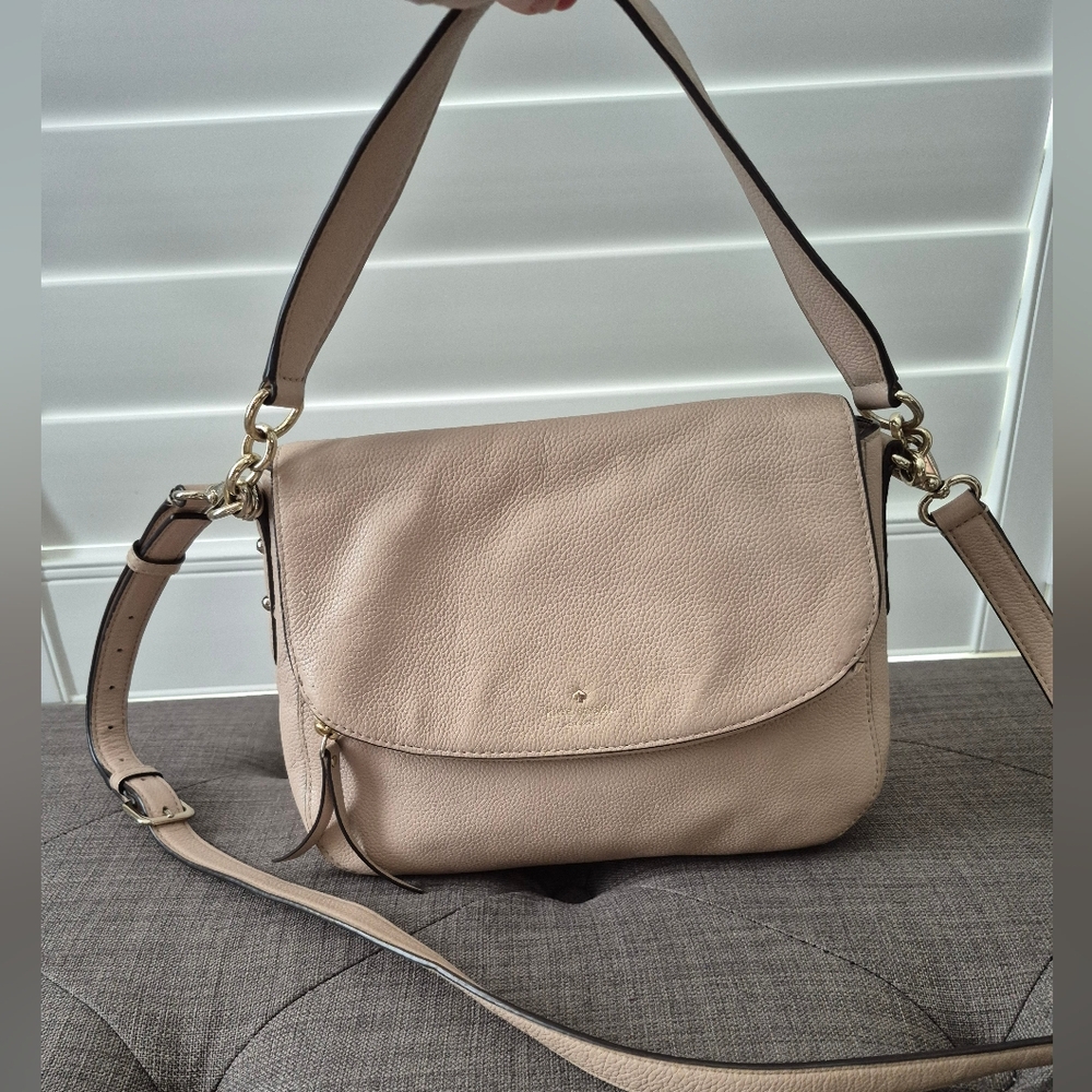 Kate Spade New York Jackson Soft Pebbled Leather Shoulder Crossbody Bag Cream